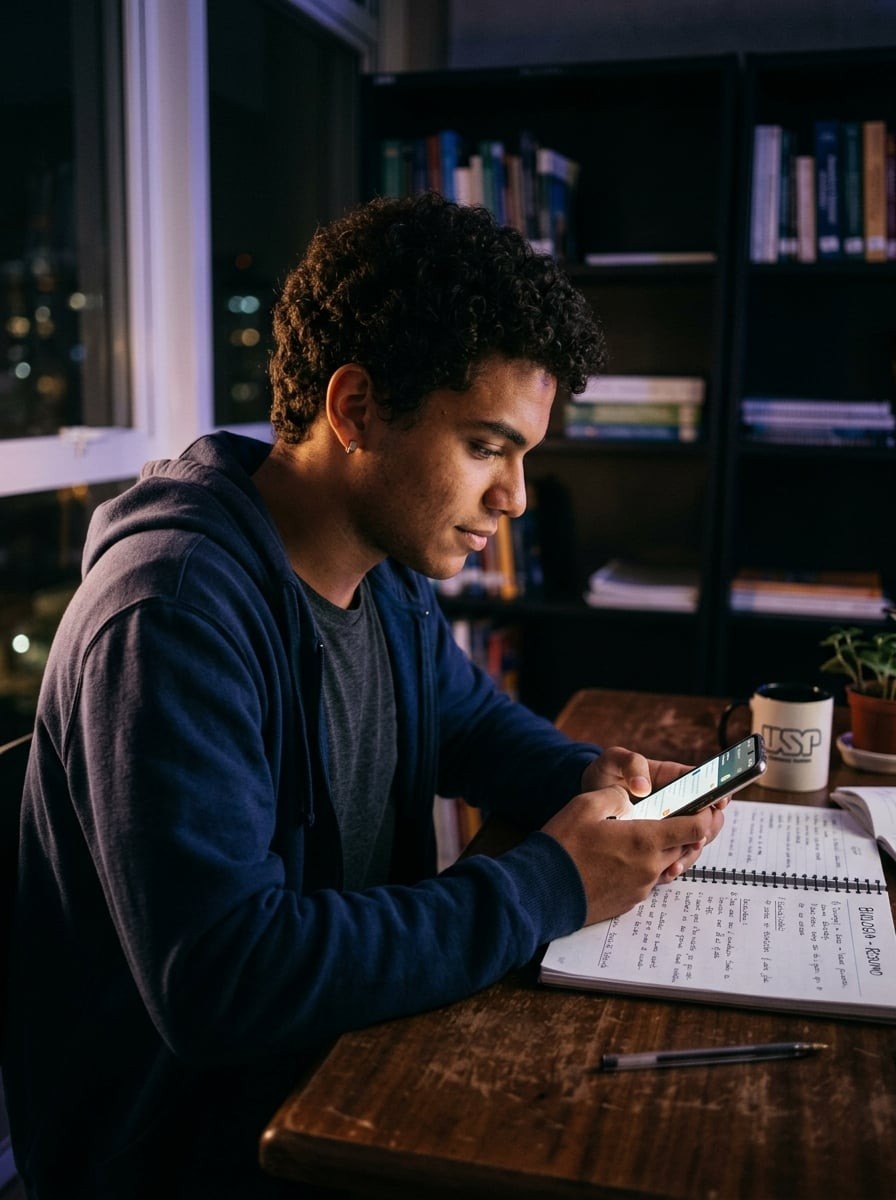 Estudante usando Professor AI